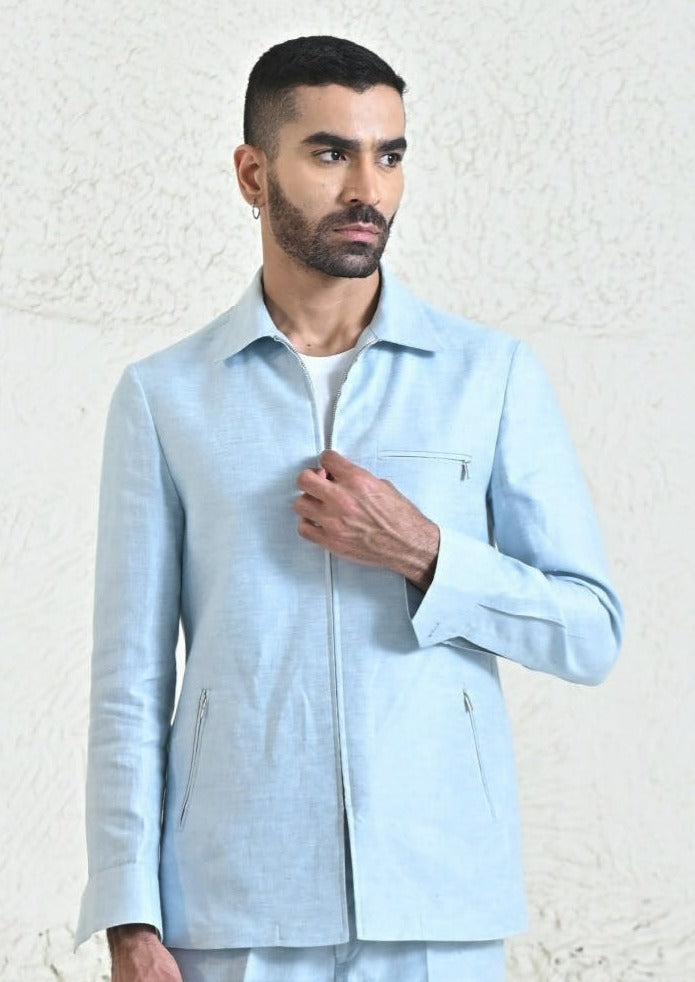 Versatile Beige Linen Co-ord Set with Zipper - Suitable for Various Occasions
