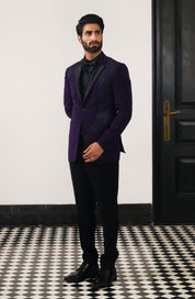 A versatile purple suit with front designer work, suitable for various occasions.
