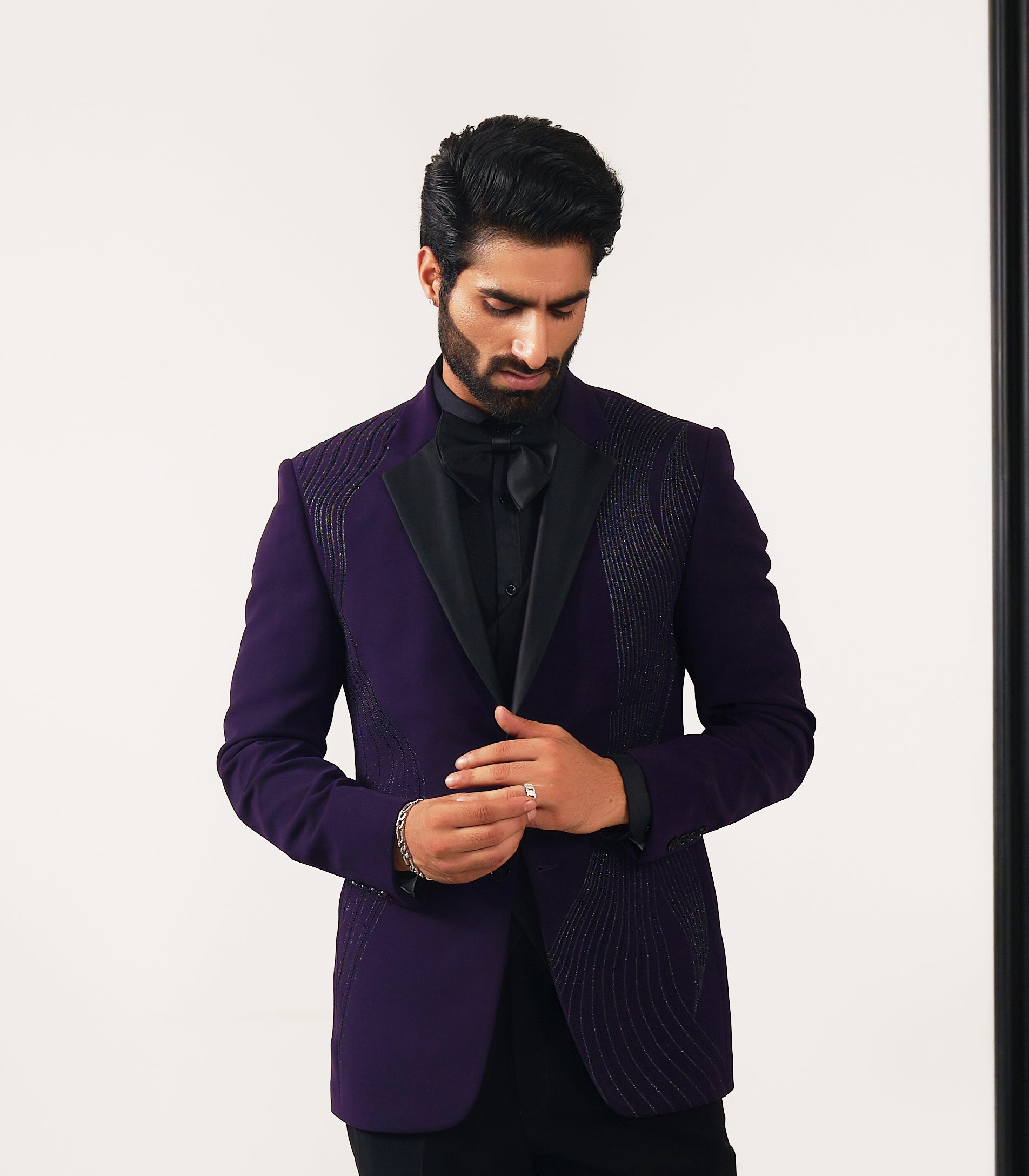 Single breasted 3 piece jacquard luxury wine red british suit best sale