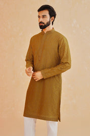 Trendy Rust-Colored Embroidered Kurta Set, Modern Indian Fashion
