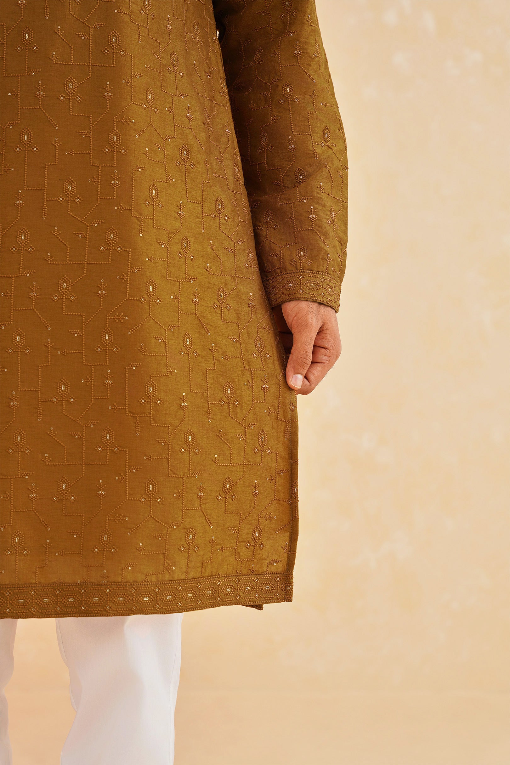 Versatile Rust-Colored Embroidered Kurta Set, Suitable for Various Occasions
