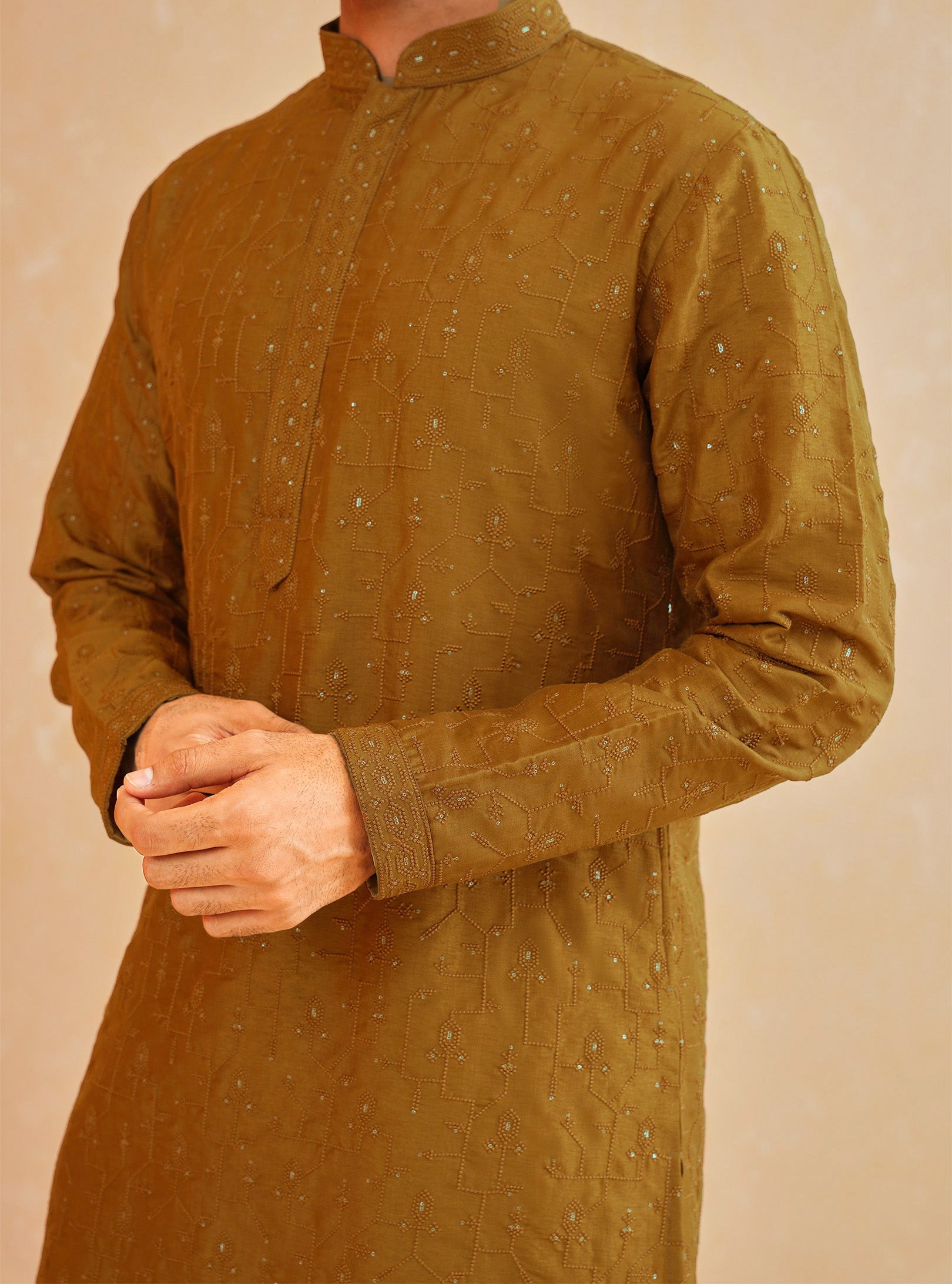 Elegant Rust-Colored Embroidered Kurta, A Timeless Classic
