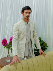 Sea green Heavily Embroidered Bandhgala suits