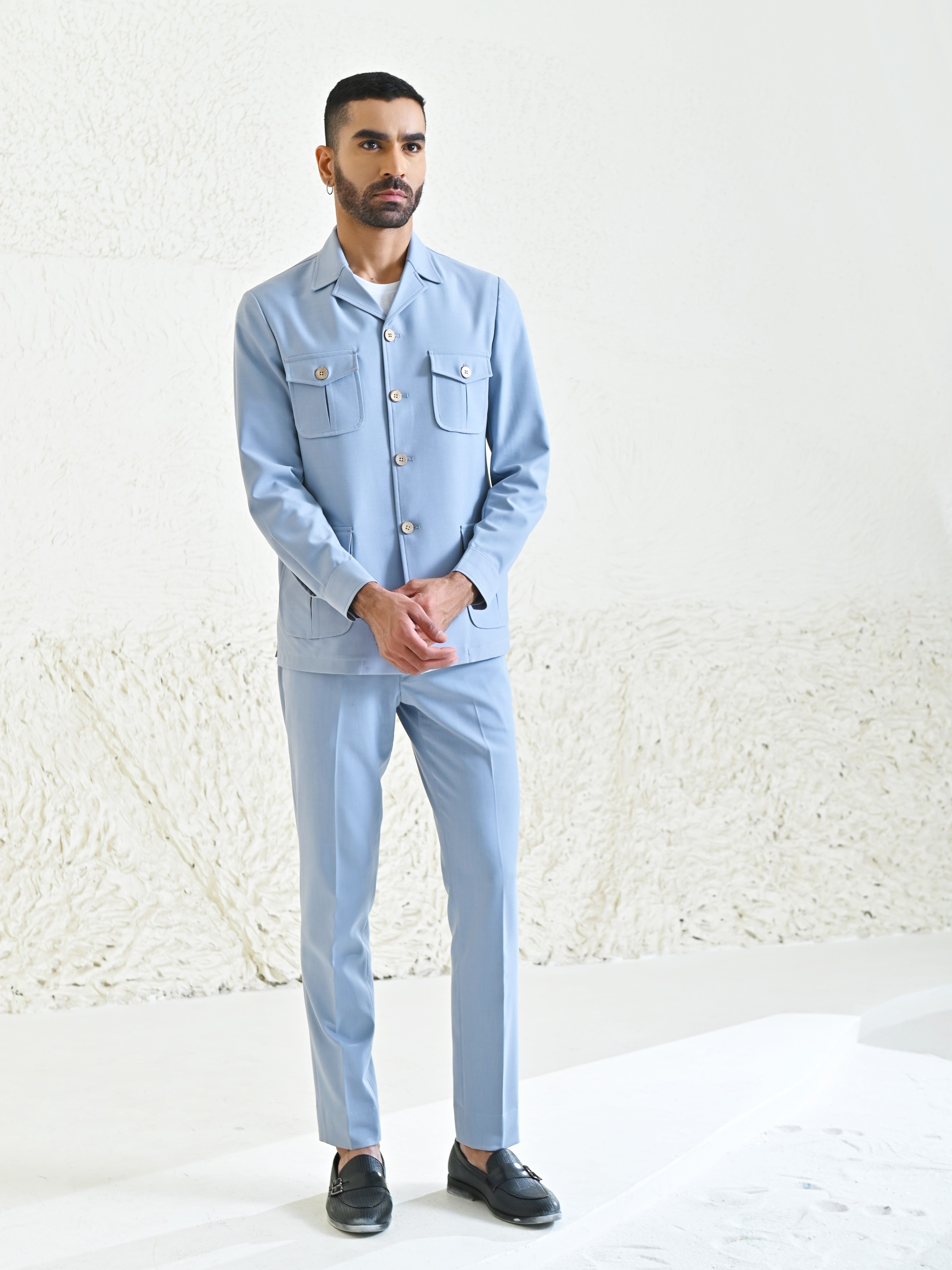 Timeless Sky Blue Linen Blend Co-ord Set 



