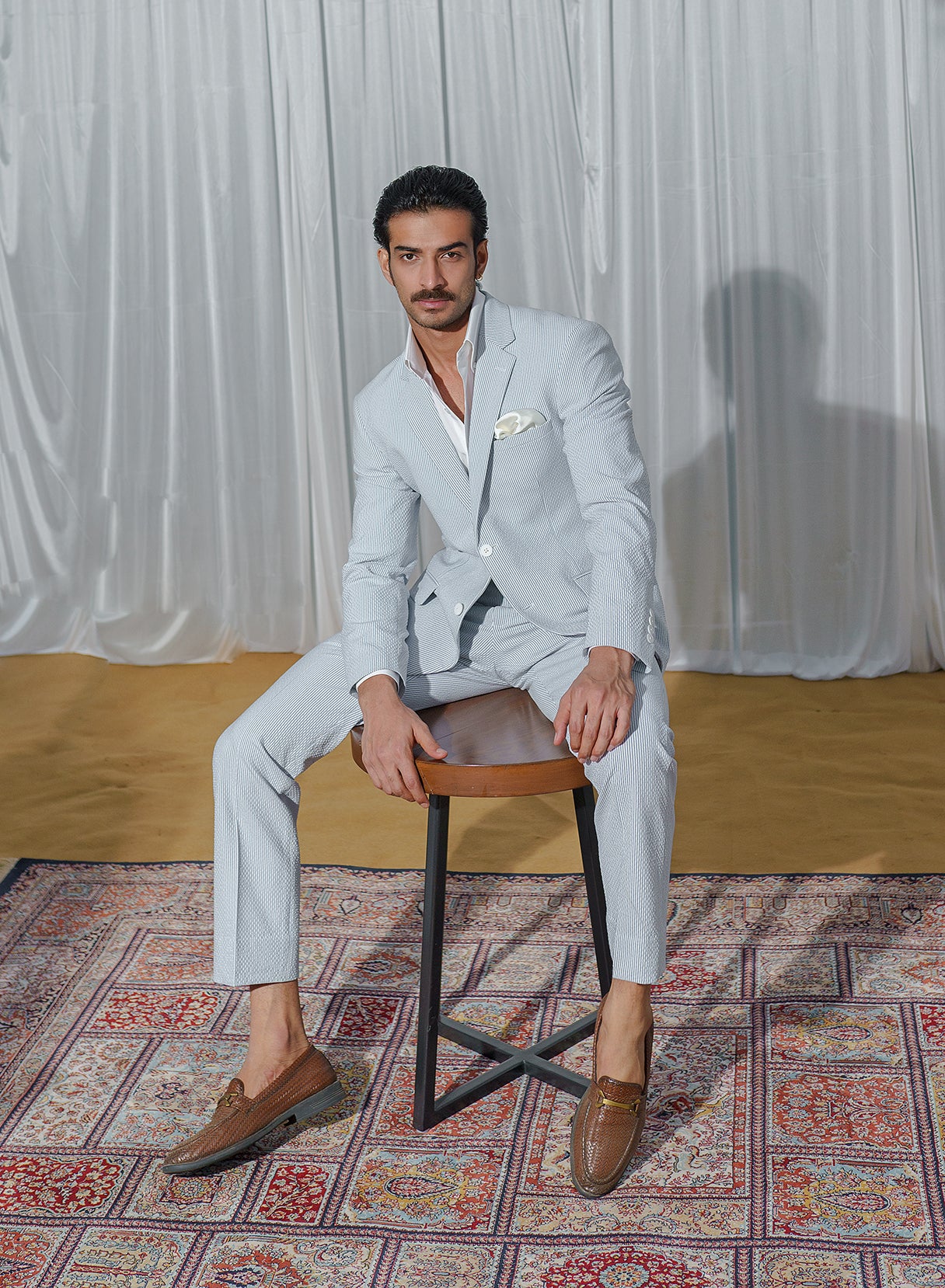 Sky blue pinstripe Suit