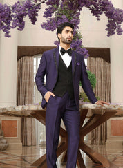 Luxurious Purple Designer Suit with Intricate Embroidery