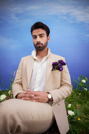 Tan Pure Linen Designer Blazer