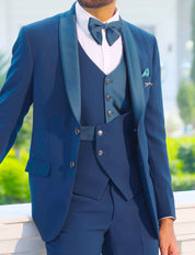 Teal 5piece Suit with Designer Vest