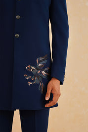  A Timeless Fusion
Stylish Teal Blue Indo-Western with Intricate Embroidery