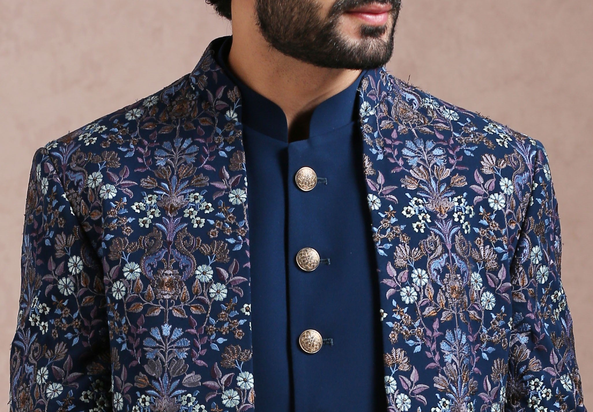  A Timeless Fusion
Stylish Teal Indo-Western with Intricate Zari Work