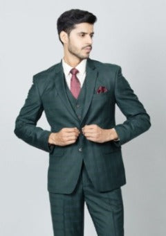 Timeless Fashion
Trendy Teal Self-Checked 5-Piece Suit