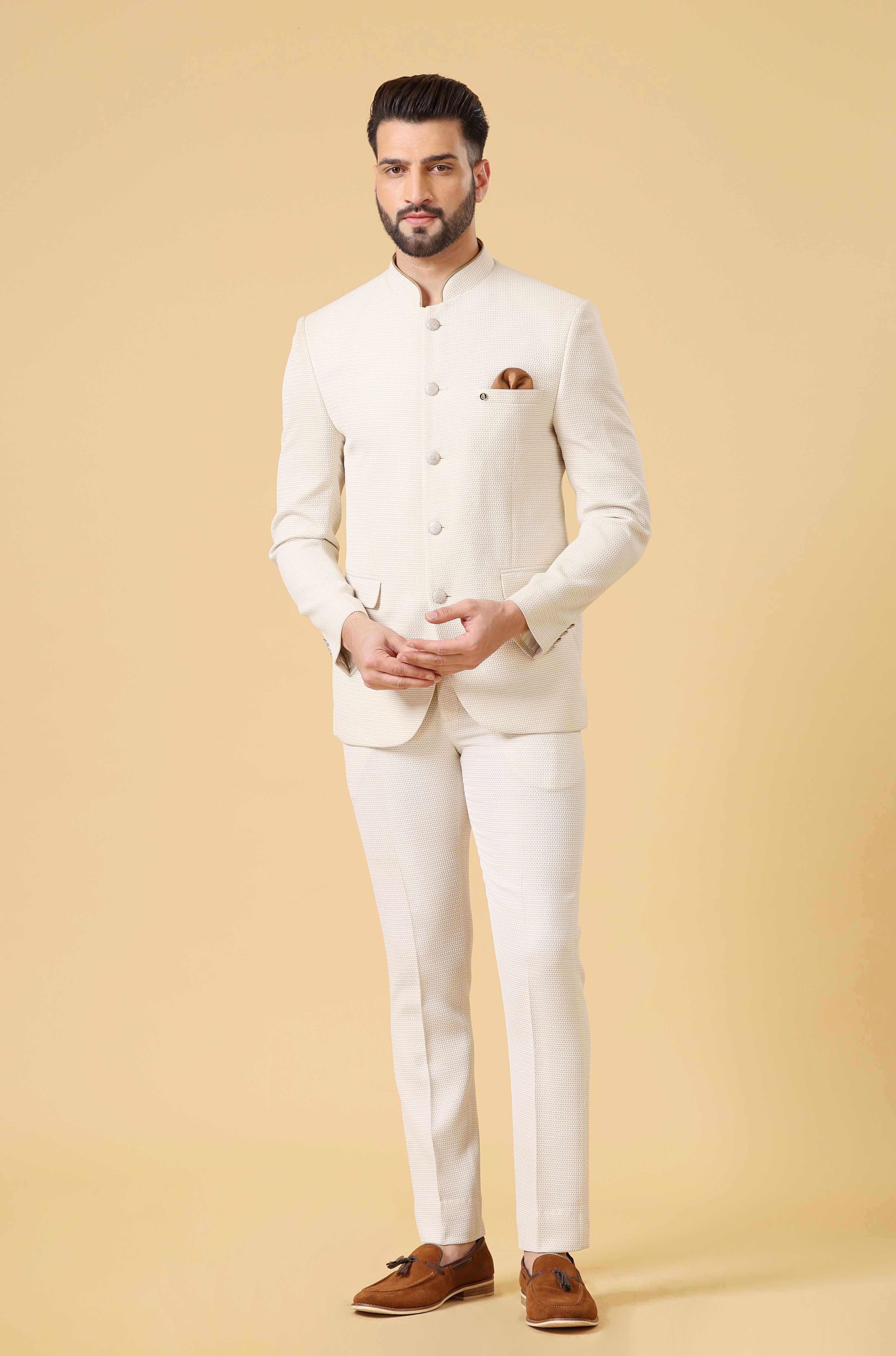Modern Indian Fashion
Versatile Textured Cream Bandhgala