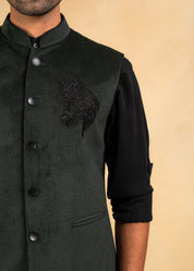 Green bundi with hand embroidered motif