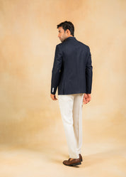 Navy Bandhgala blazer with Denim