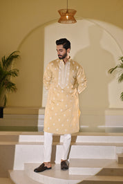 Beige Embroidered Kurta Set