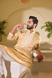 Beige Embroidered Kurta Set
