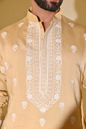 Beige Embroidered Kurta Set
