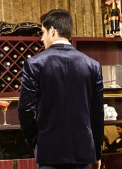 Navy Blue Velvet Party Blazer