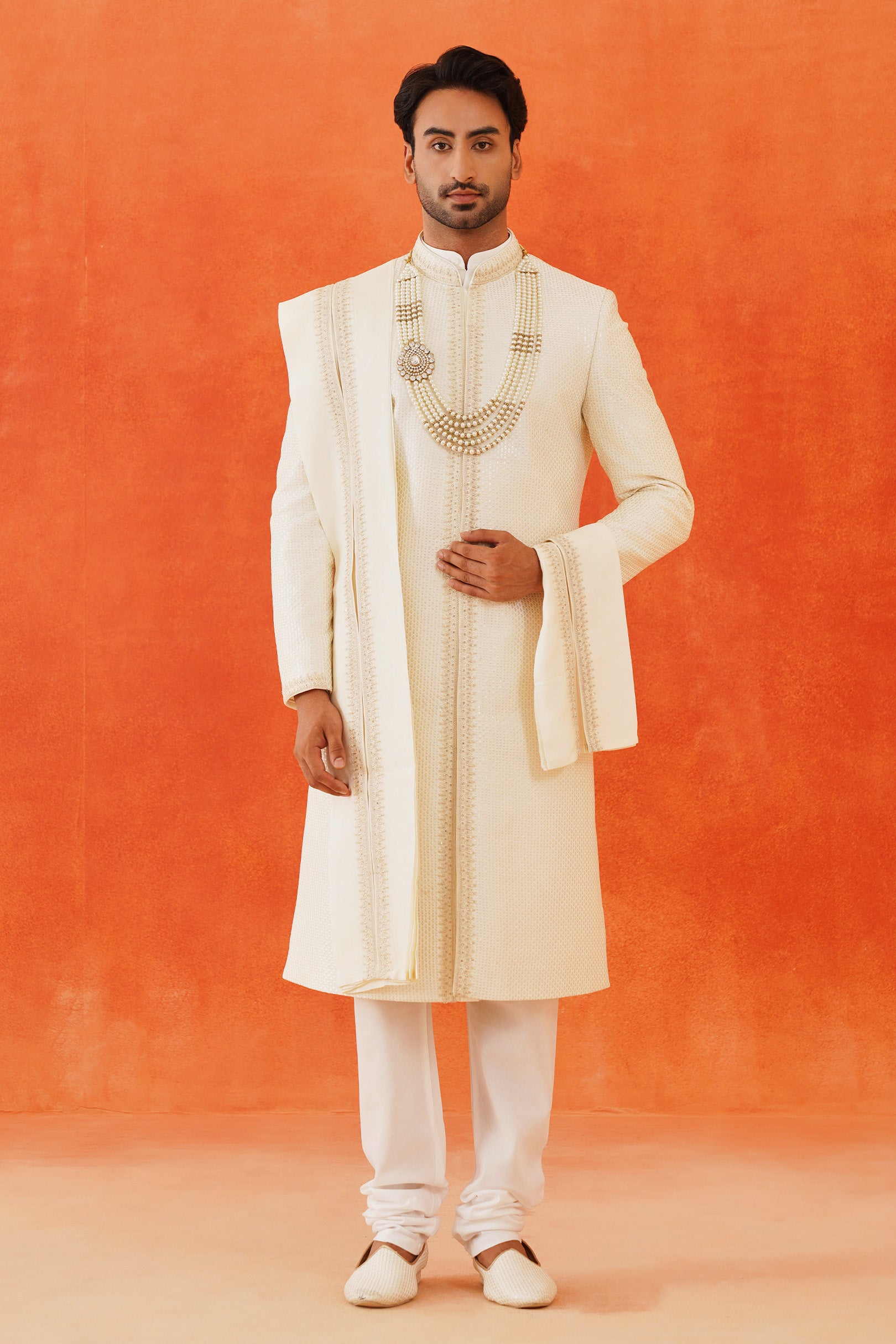 Traditional Indian Wear
Trendy White Silk Sherwani