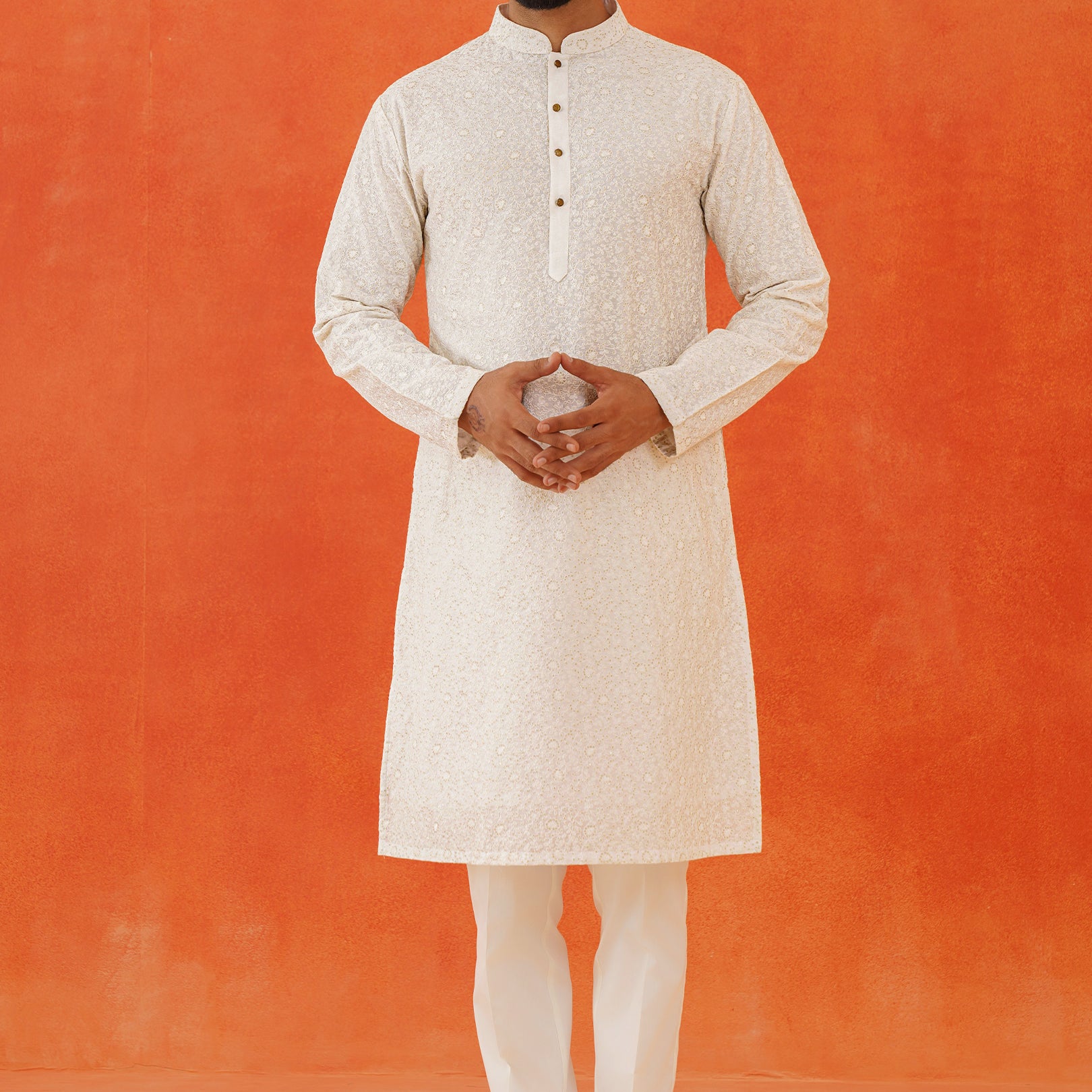 Dazzling White Kurta with Sequin Work