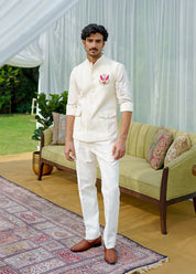 White shirt jacket sets with Eagle motif
