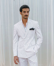 White stripe double breasted Blazer