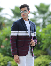 Wine Knitted Blazer