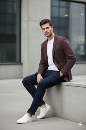 Wine Tweed Blazer