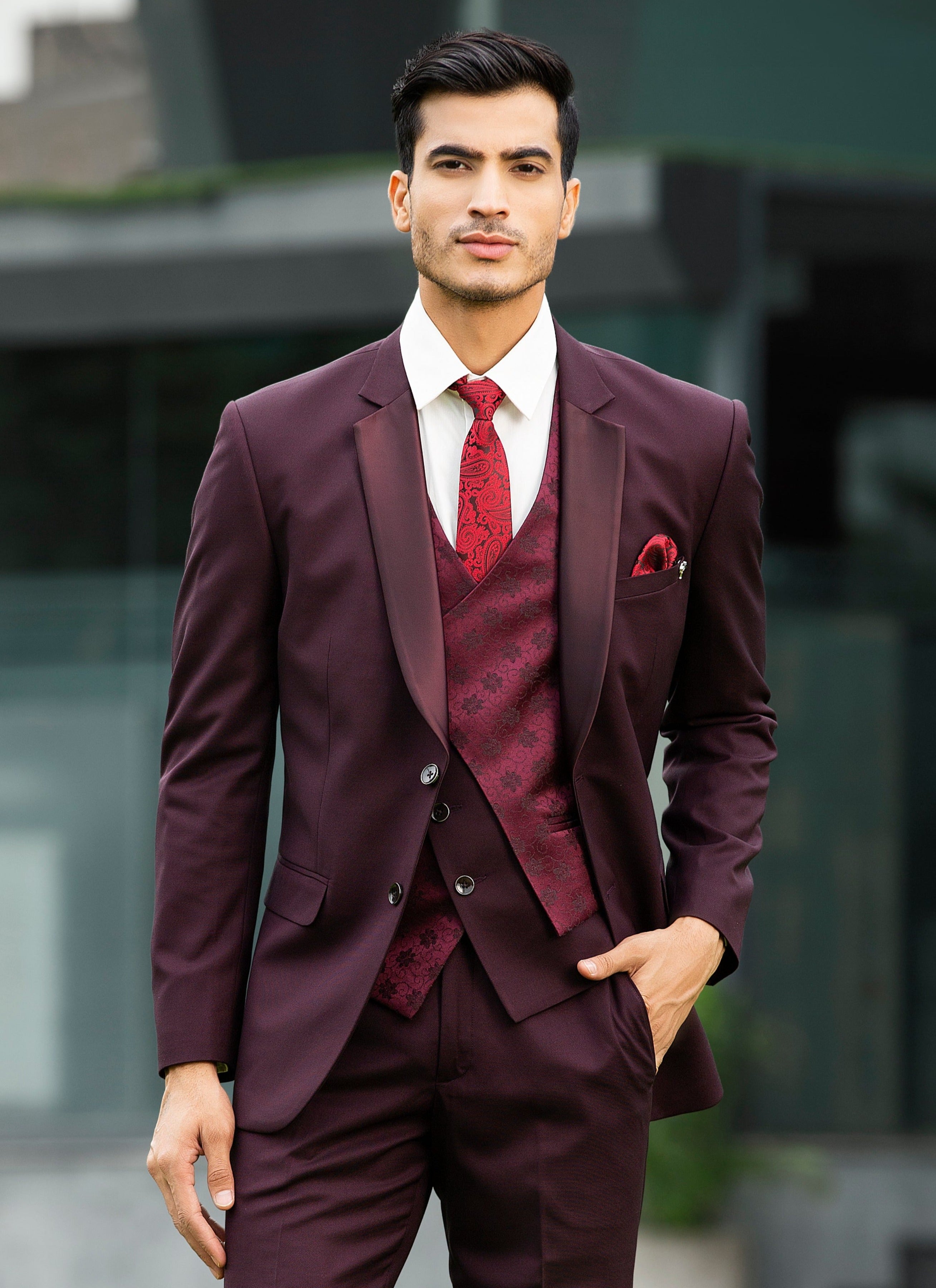 Perfect for Weddings and Formal Occasions
Elegant Wine Notch Lapel Designer Vest
