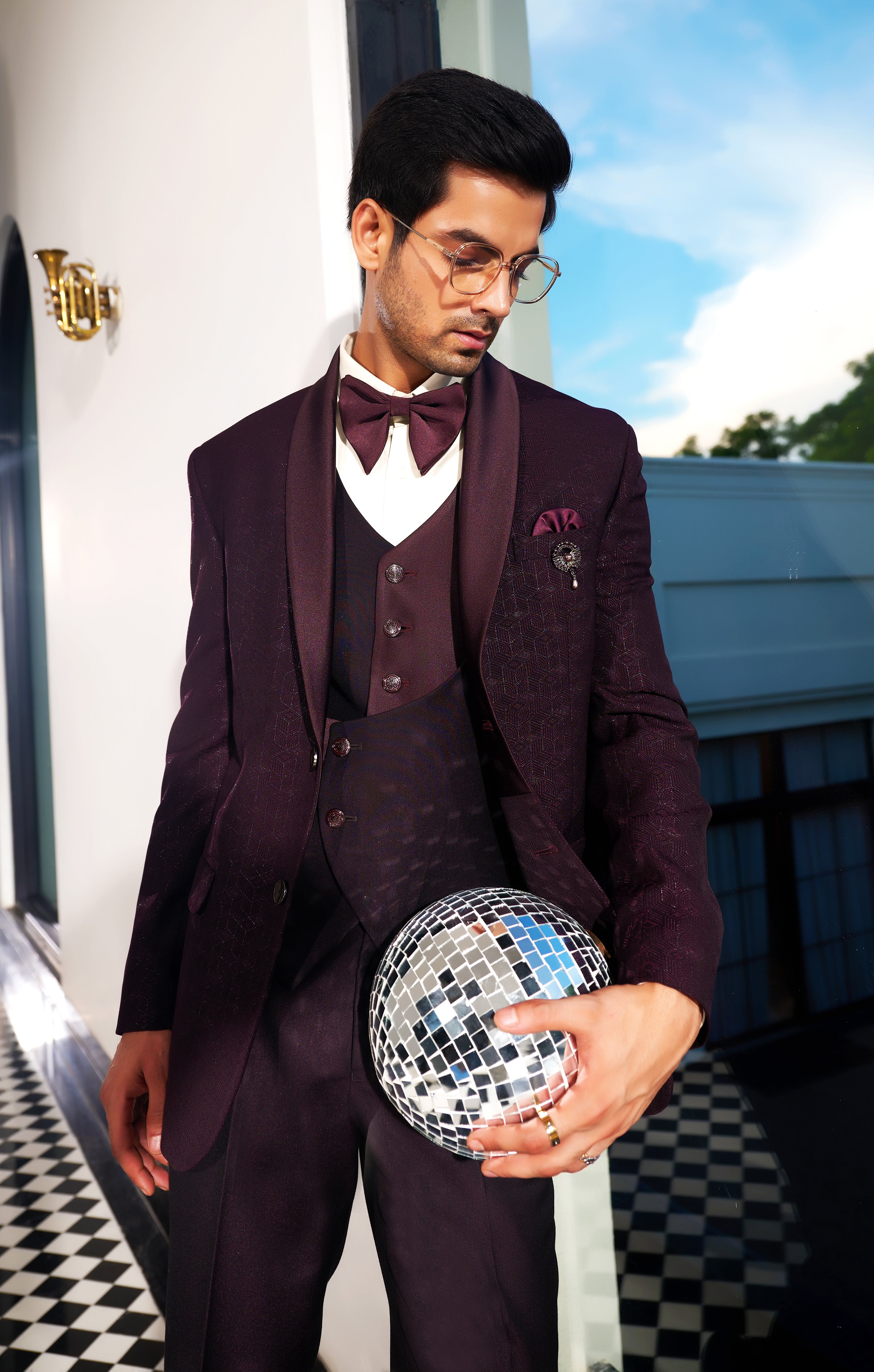 Wine Suit with Designer vest1