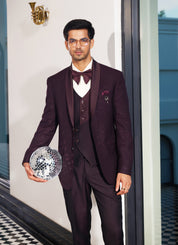 Stylish Wine Suit with Designer Vest, Perfect for Weddings and Formal Occasions
