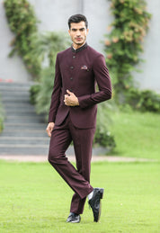 Perfect for Weddings and Formal Occasions
Elegant Wine Textured Bandhgala