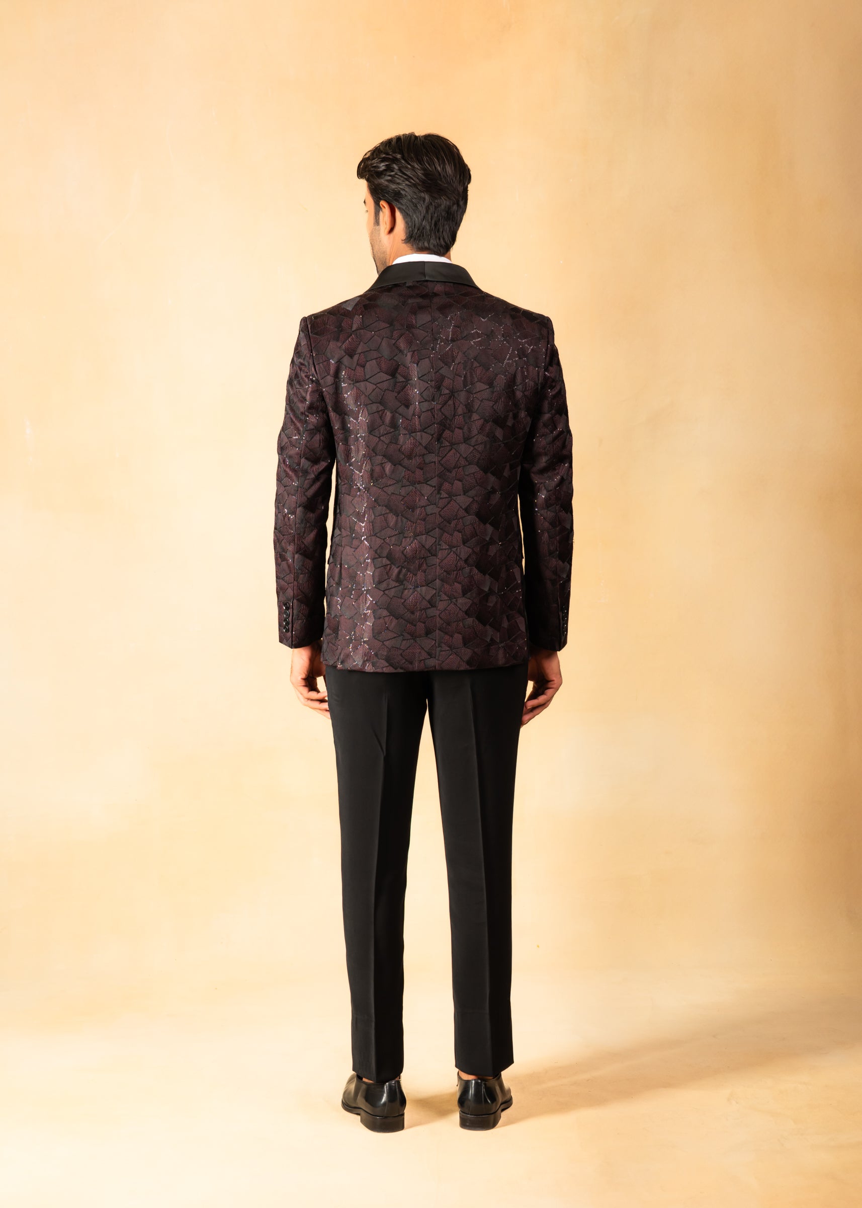 Wine double breasted shawl collar tuxedo