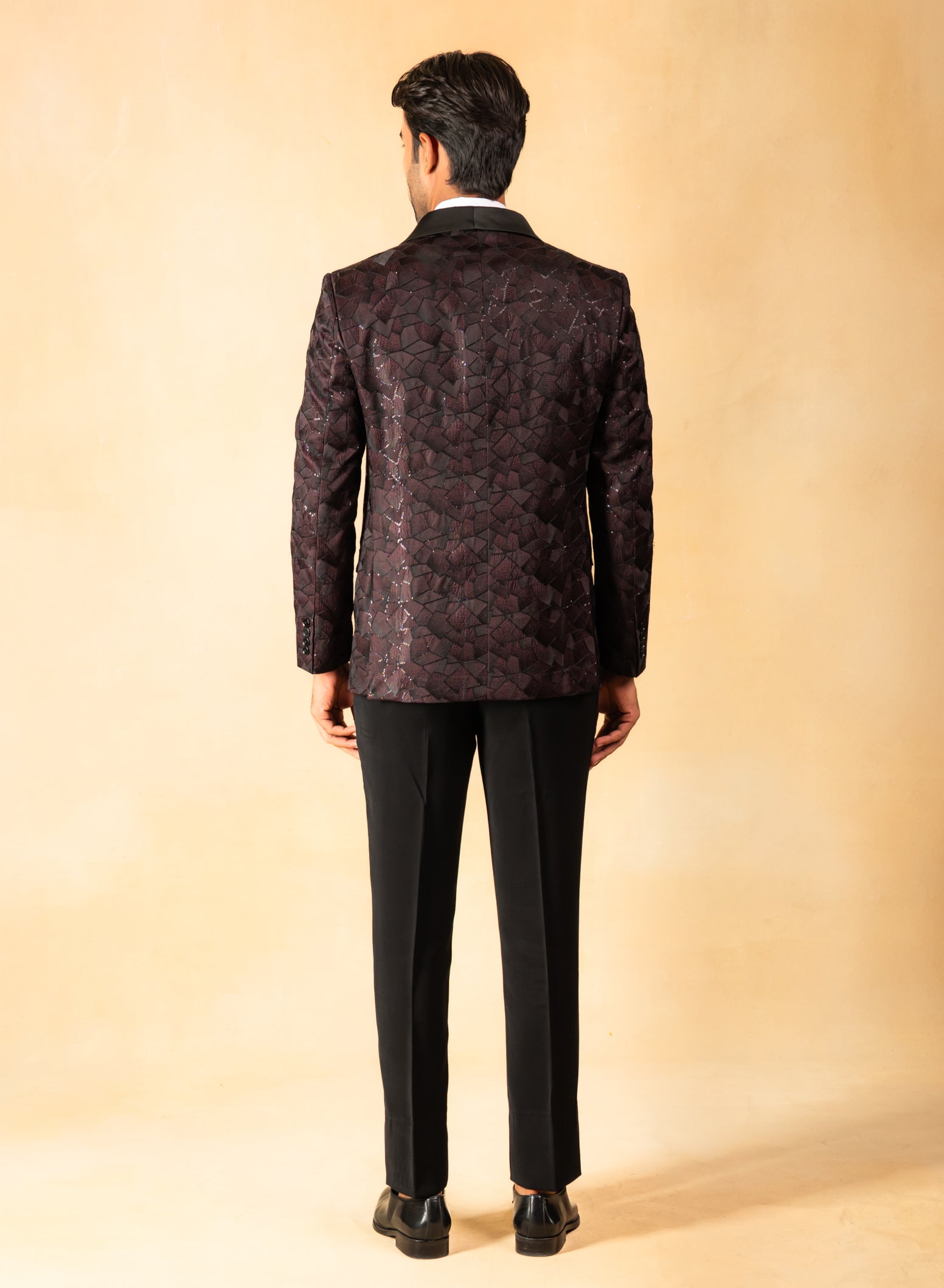 Wine double breasted shawl collar tuxedo