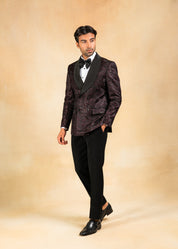 Wine double breasted shawl collar tuxedo