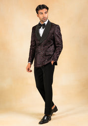 Wine double breasted shawl collar tuxedo