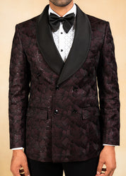 Wine double breasted shawl collar tuxedo