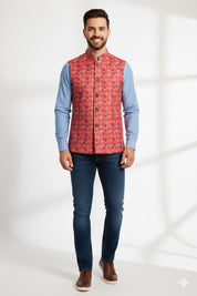 Wine printed velvet Jacket