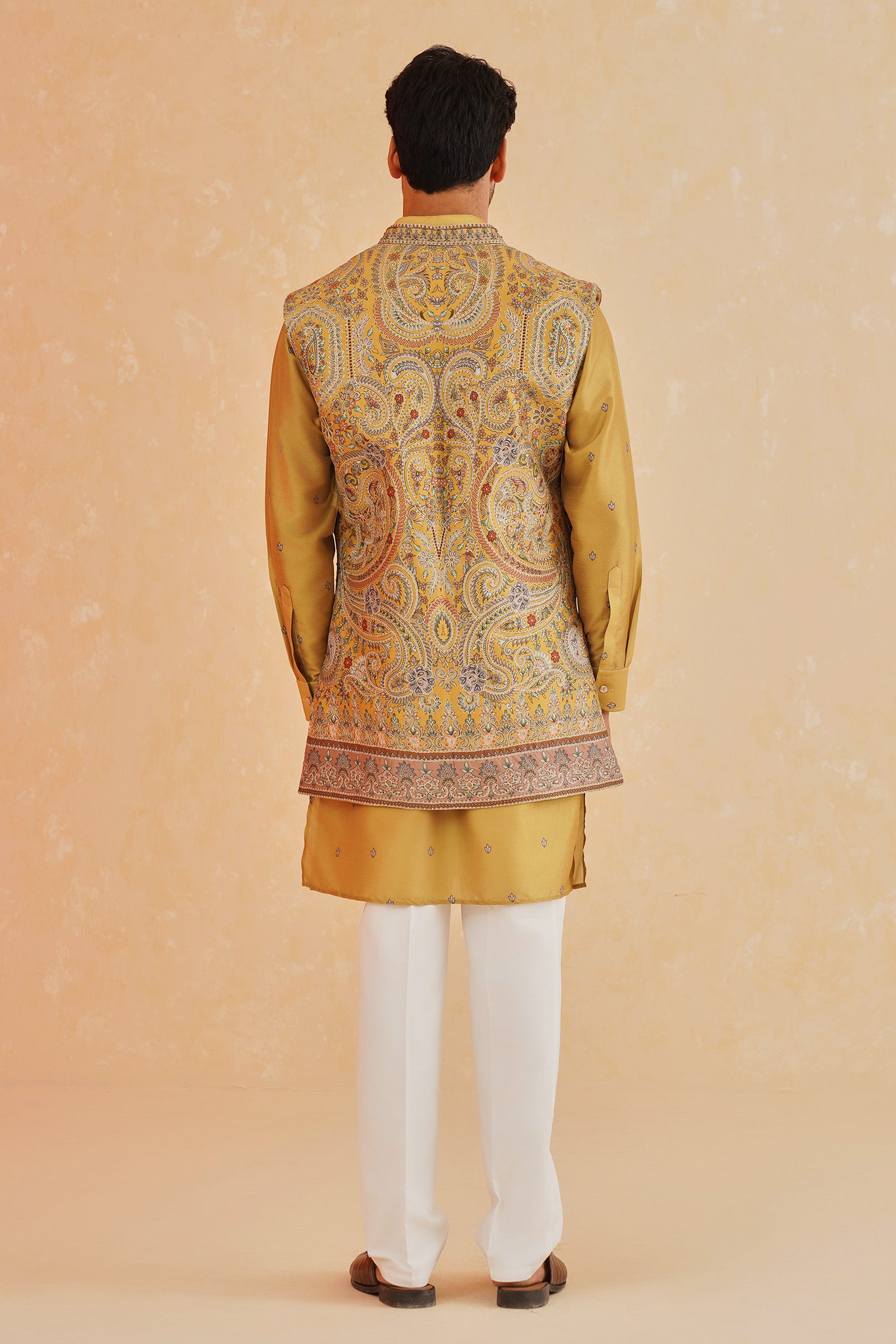 Suitable for Various Occasions
Luxurious Yellow Printed Embroidered Indo-Western