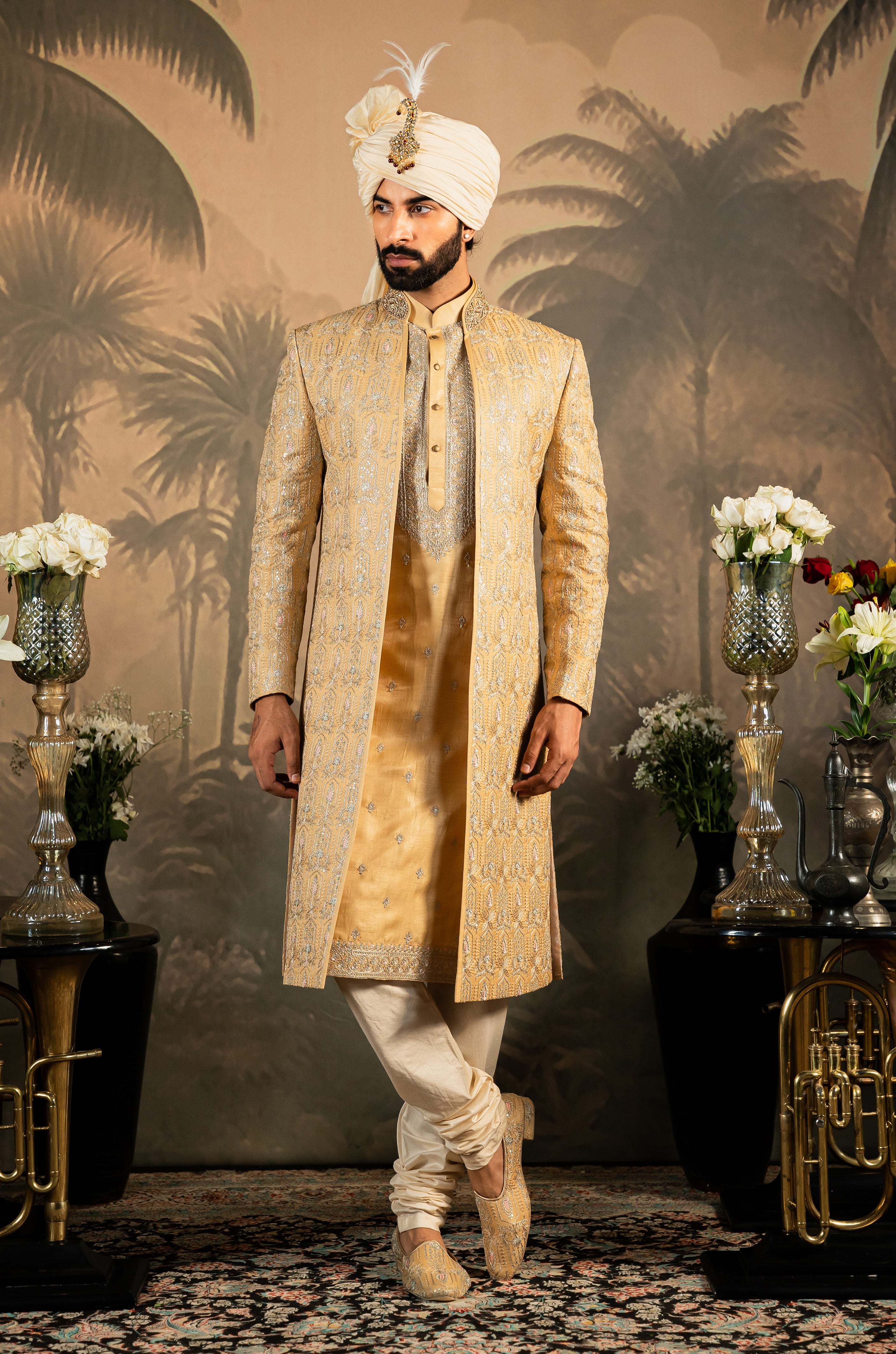 Perfect for Weddings and Formal Occasions
Elegant Yellow Front Open Sherwani