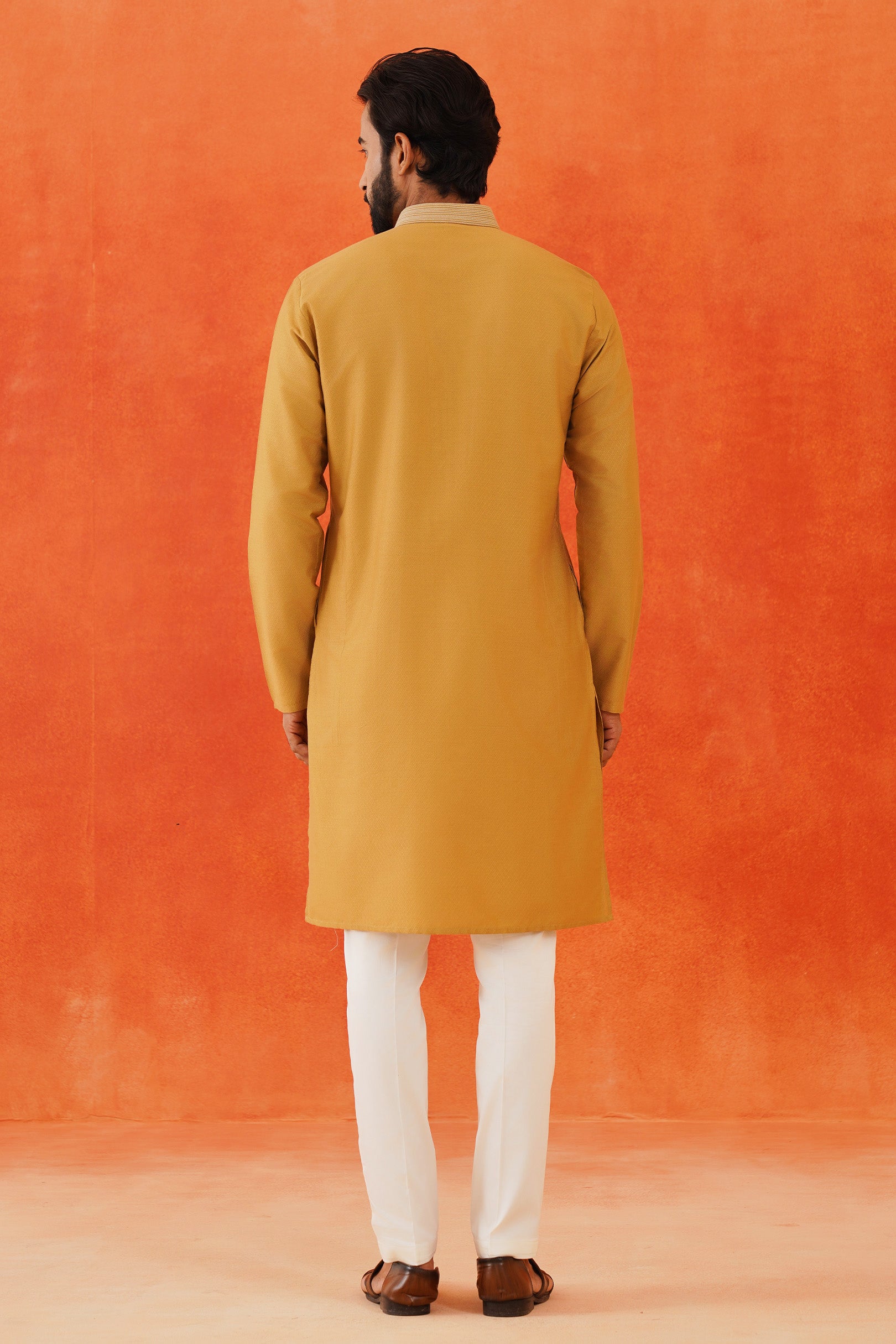 Suitable for Various Occasions
Regal Yellow Kurta Set with Embroidered Collar