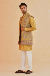 Stylish Yellow Printed Embroidered Indo-Western