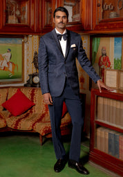 Navy blue jacquard suit