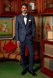 Navy blue jacquard suit