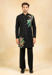 black angrakha indowestern with embroidery