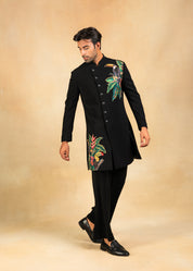 black angrakha indowestern with embroidery