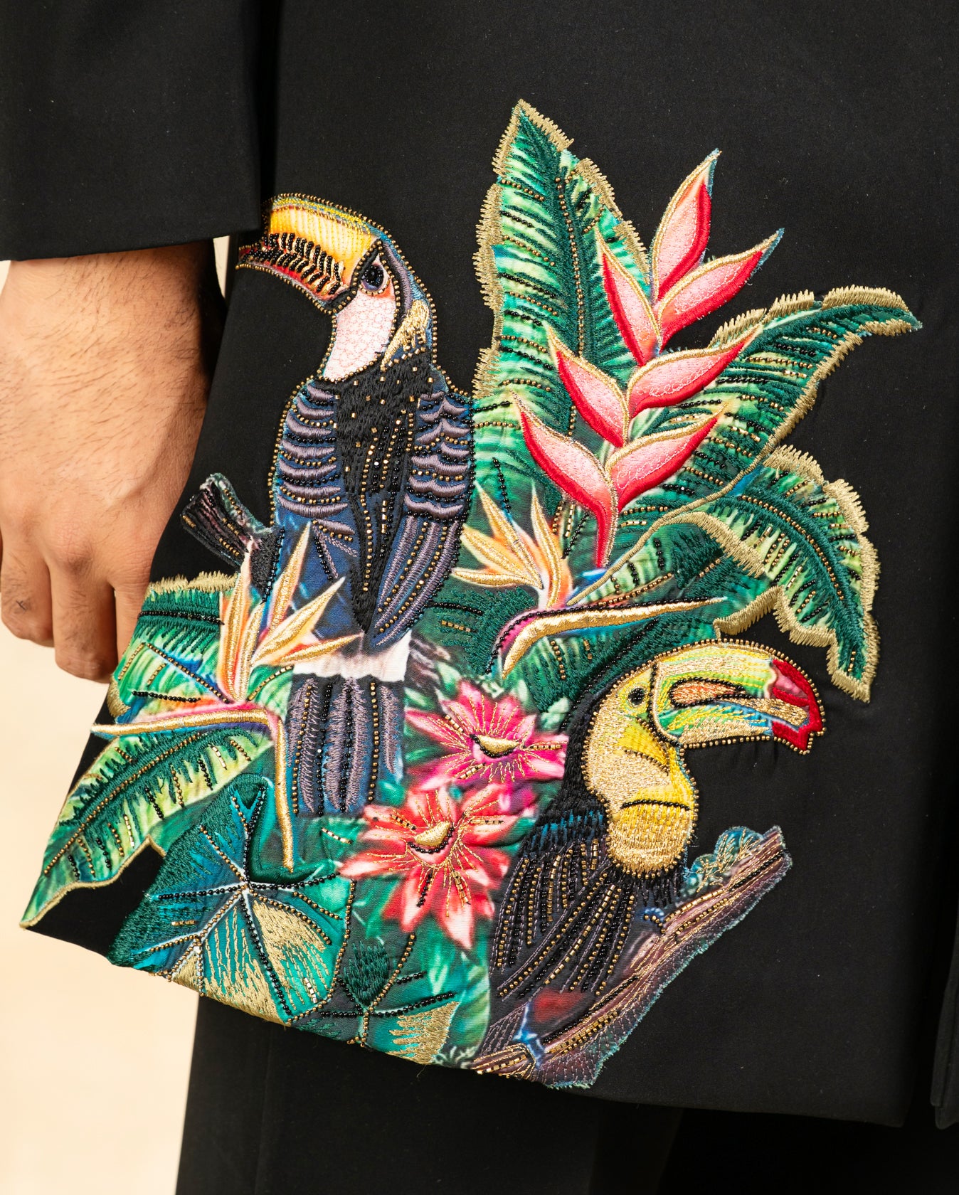 black angrakha indowestern with embroidery