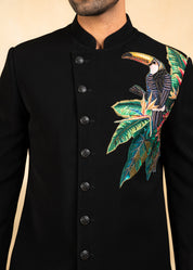black angrakha indowestern with embroidery