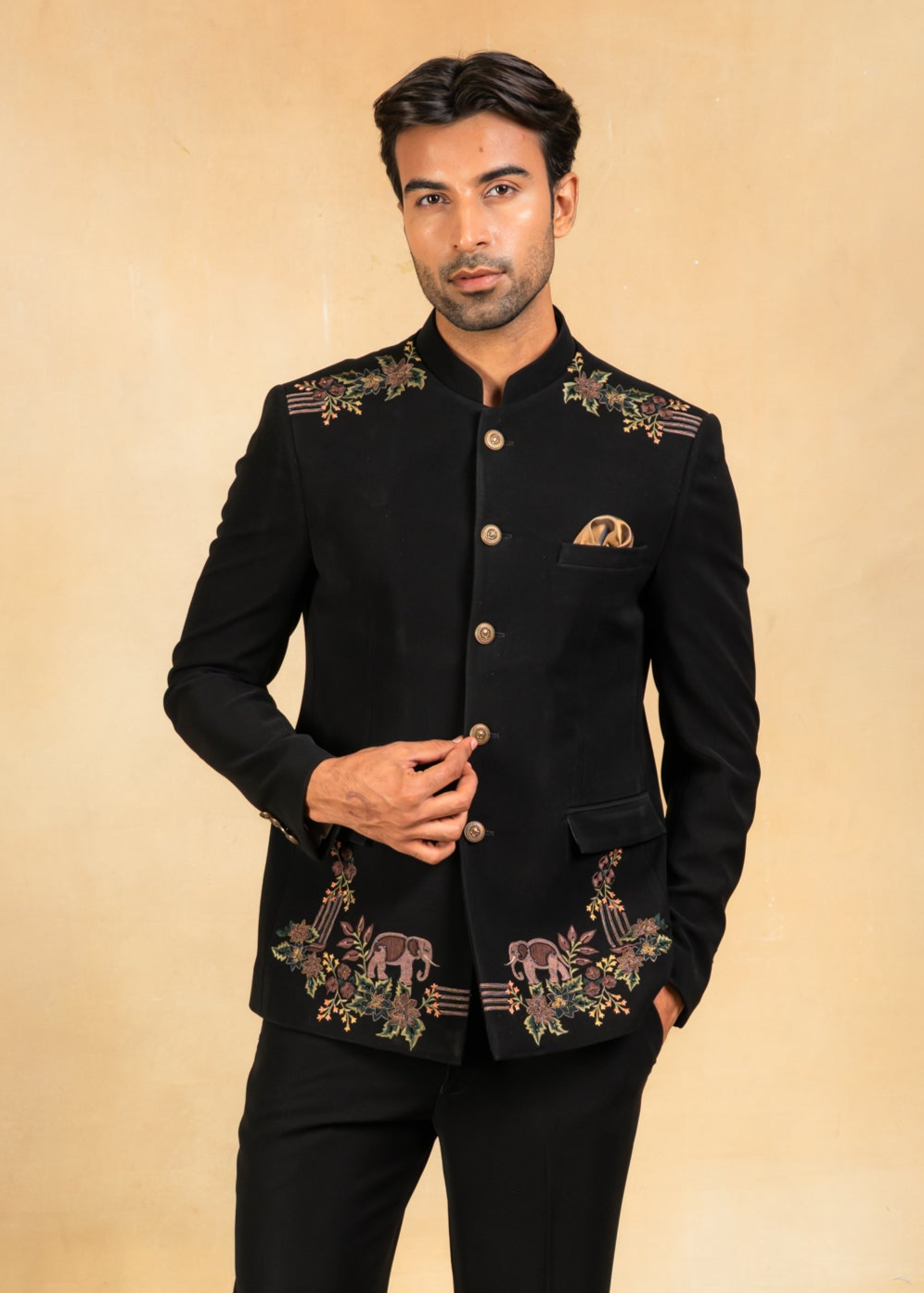black designer bandhgala