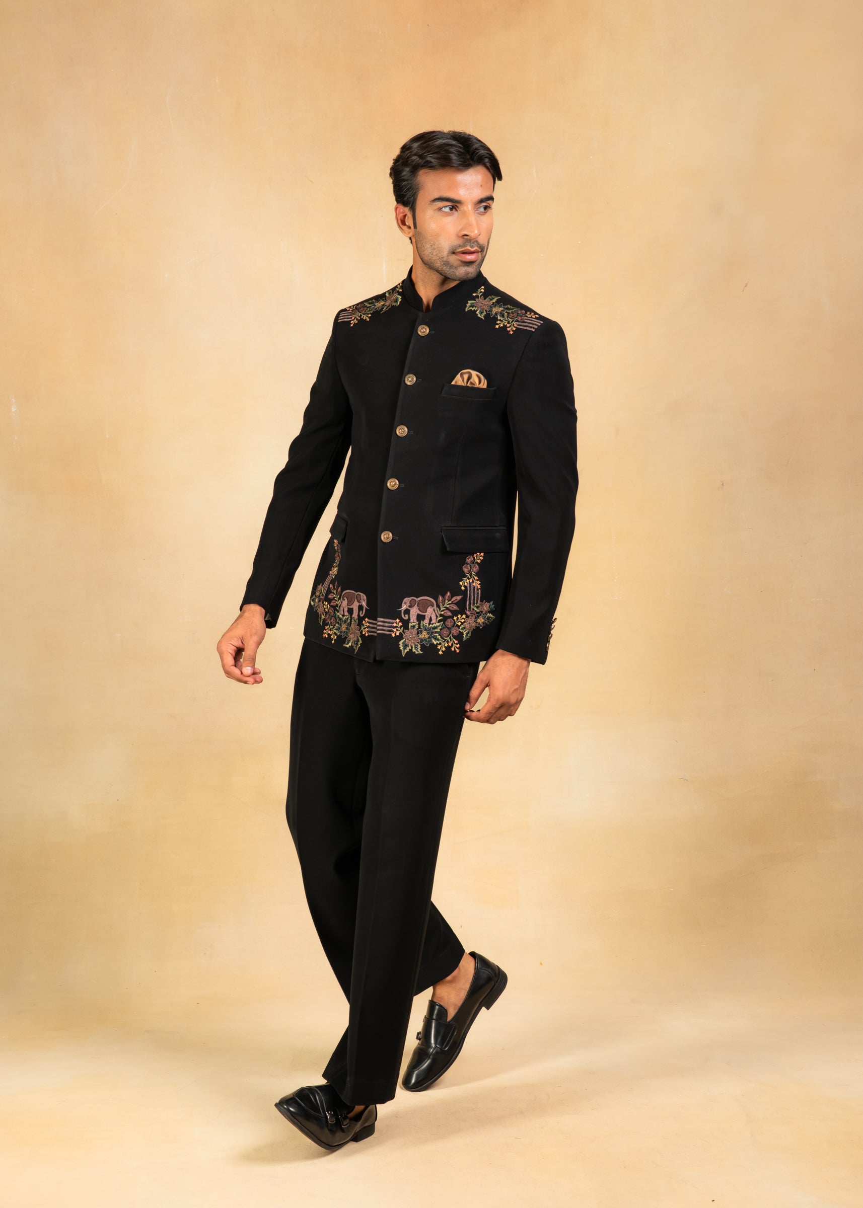 black designer bandhgala